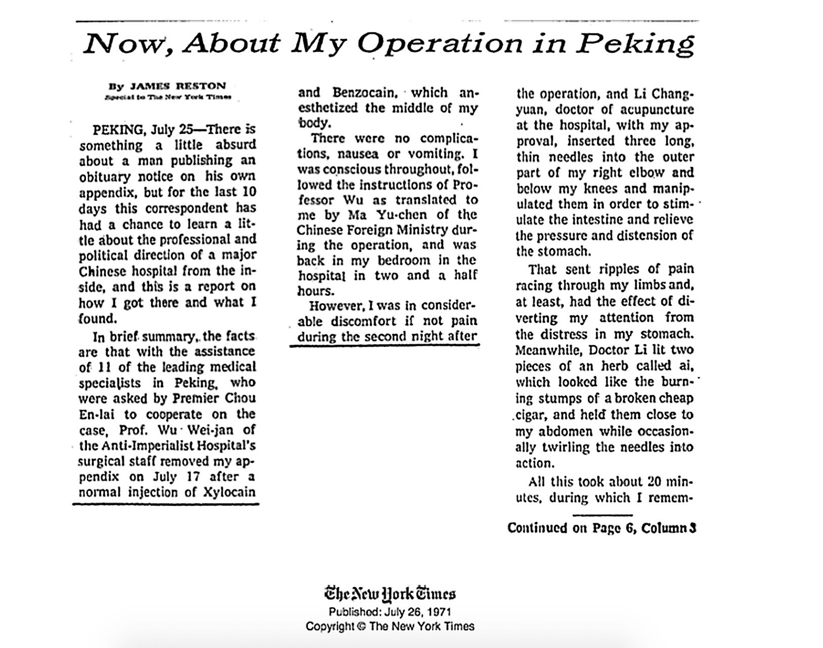 史海回眸】1971年，美国名记者在北京接受“神奇一针”_凤凰网
