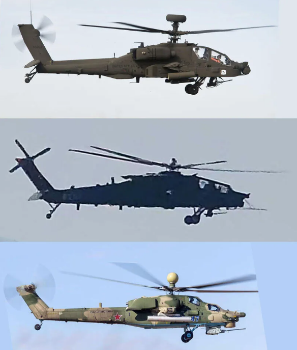 美中俄三种重型武装直升机侧视照对比
