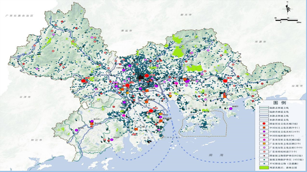 粤港澳大湾区各级文化遗产游径资源点分布