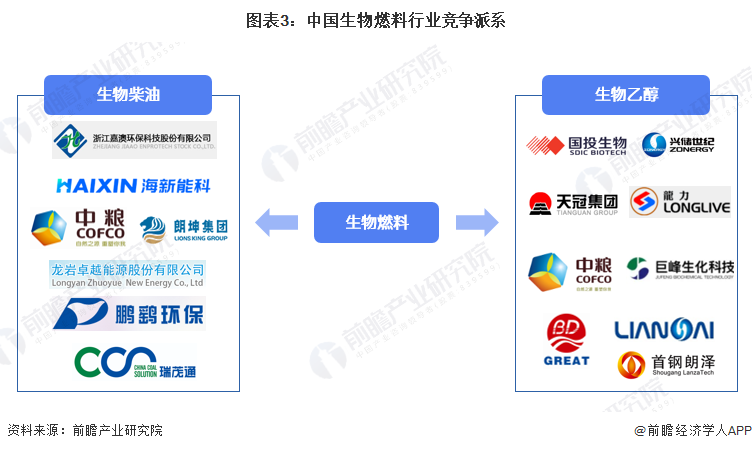 图表3：中国生物燃料行业竞争派系