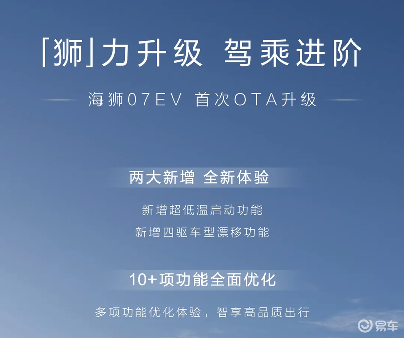 海狮07EV首次OTA升级 新增四驱车型漂移功能