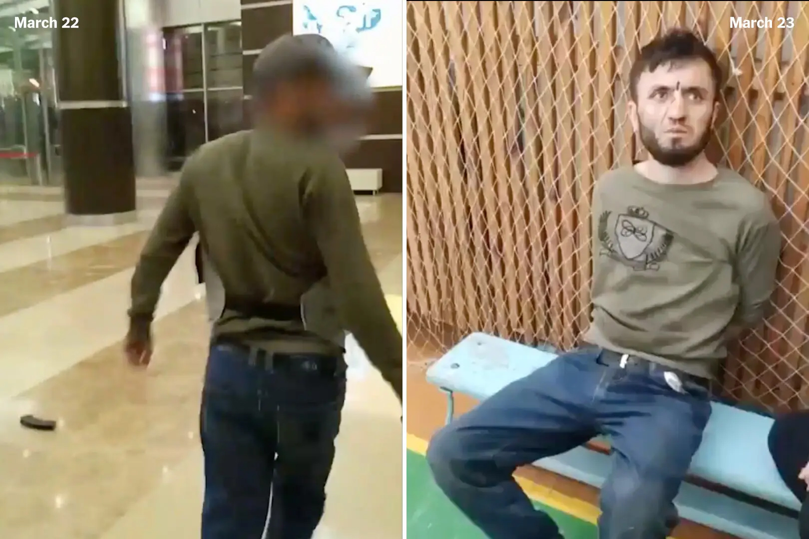 米尔佐耶夫被拘留时穿着与袭击者之一相同 阿马克通讯社 Telegram 图