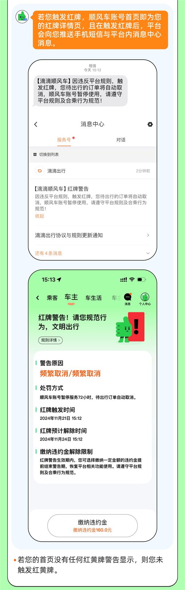 滴滴顺风车“红黄牌”正式上线：黄牌警告 红牌罚下