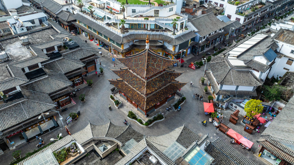 9月19日拍摄的通海古城一景(无人机照片)。新华社记者胡超 摄