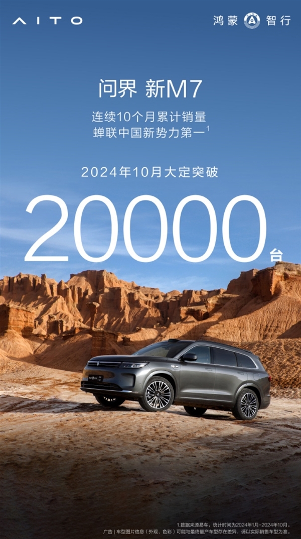 问界三车握续发力 赛力斯10月销量3.6万辆：同比猛涨104.61%