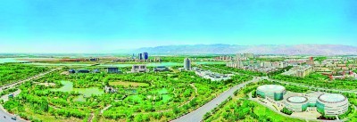 宁夏石嘴山，昔日的“煤城”如今蝶变为一座山水交融的国家园林城市。资料照片