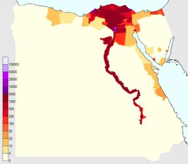 ● 埃及人口密度分布圖