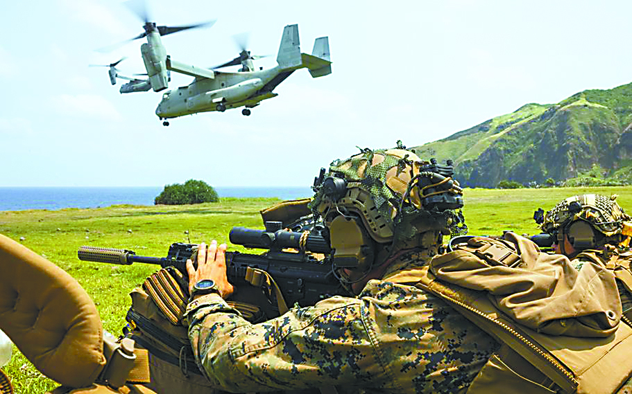 在2023年的美菲演习中，美军士兵登上了巴坦群岛。