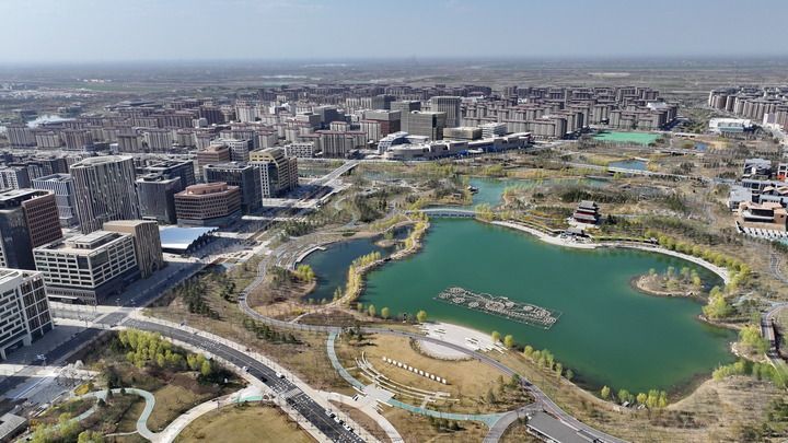 这是雄安新区金湖公园（2024年3月29日摄，无人机照片）。新华社记者 牟宇 摄