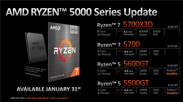 AMD锐龙5000四款新品发布:3D缓存/无核显/APU 性价比玩到极致!