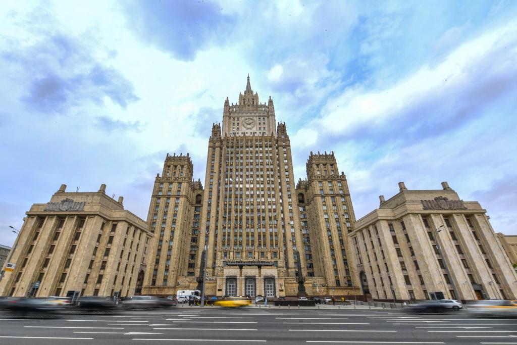 这是5月10日在俄罗斯首都莫斯科拍摄的俄外交部大楼。新华社记者曹阳摄