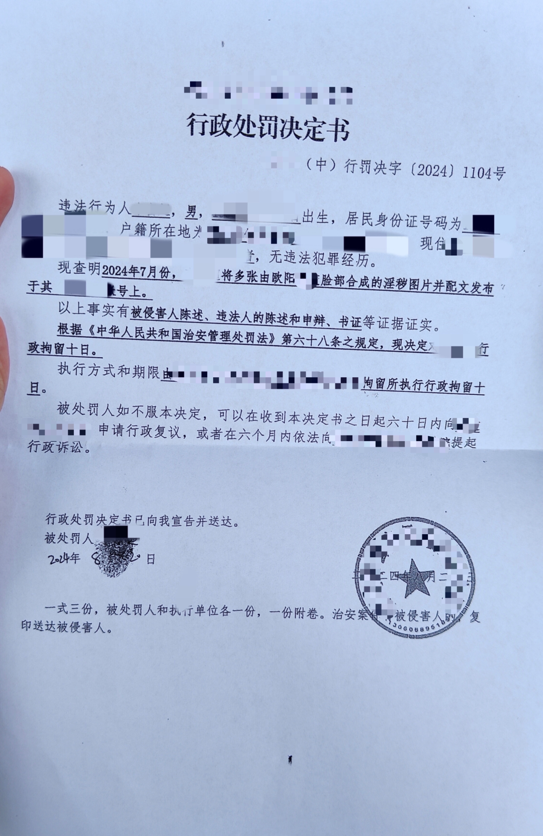 对李勇平的行政处罚决定书