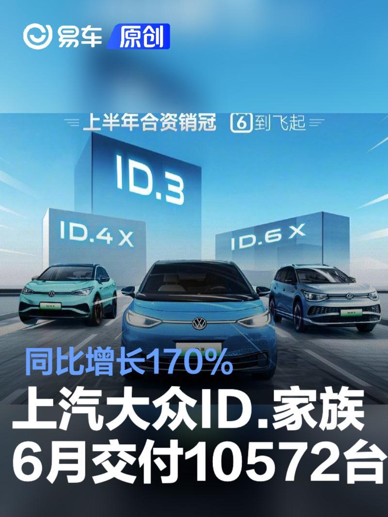 上汽大众ID.家族6月交付10572台 同比增长170%