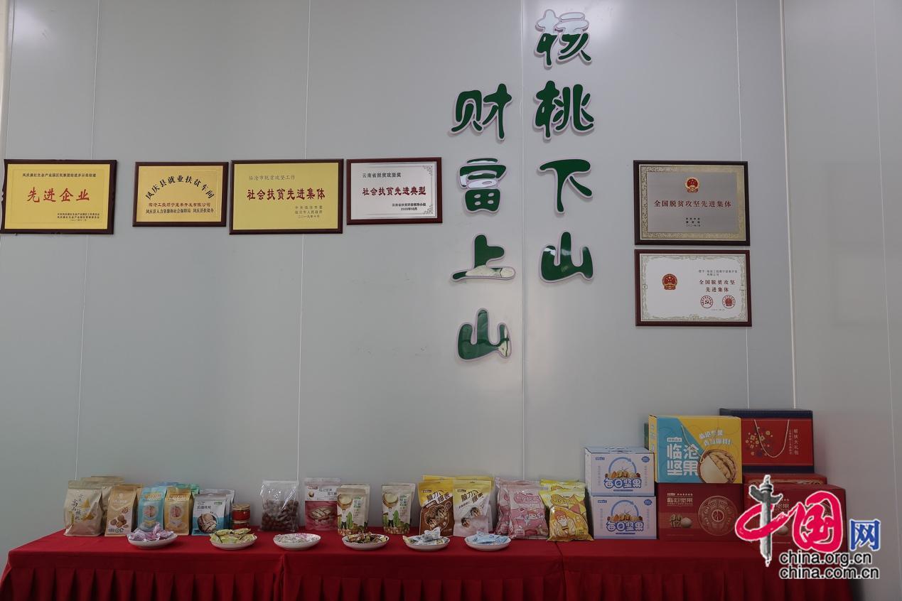 4月2日，临沧工投顺宁坚果开发公司展示核桃产品。据介绍，凤庆县目前已经涉及核桃成品油、休闲食品、饮料、蛋白粉、药用、设备制造等多项核桃产业。中国网记者 董宁 摄影