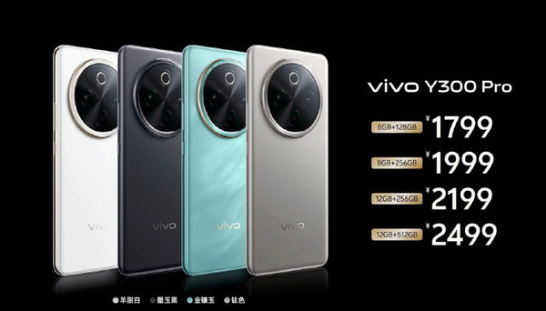 vivo Y300 Pro发布 四曲面屏+6500mAh大电池 1799元起