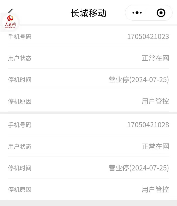 △属于长城移动的,是2个“170”打头的手机号。