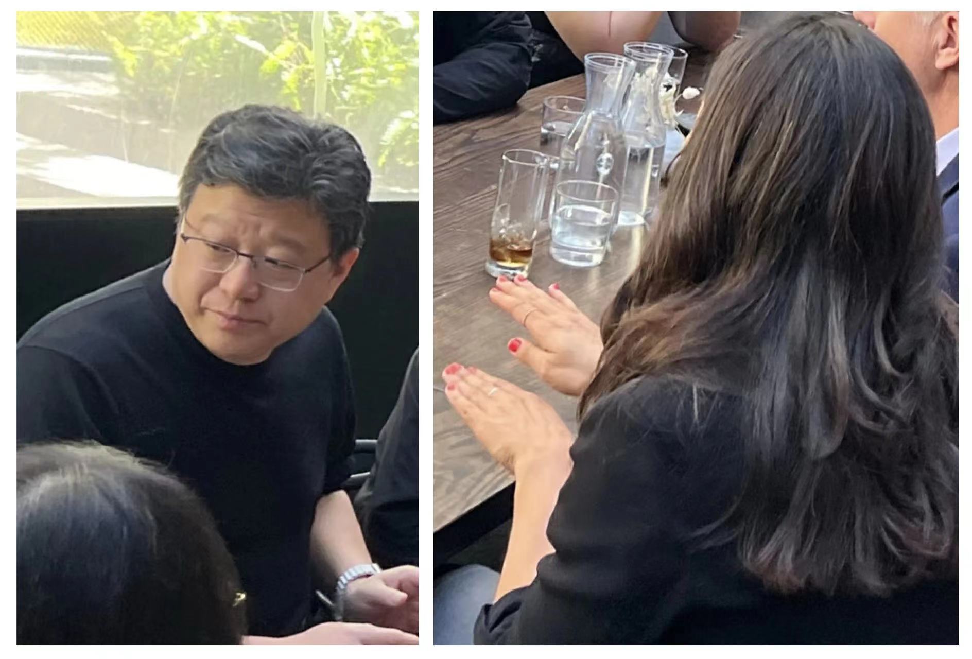 网传的双方会谈照片，左侧为网易CEO丁磊，右侧背对镜头女子为暴雪CEO乔安娜·法瑞斯 。图自差评君微信公众号