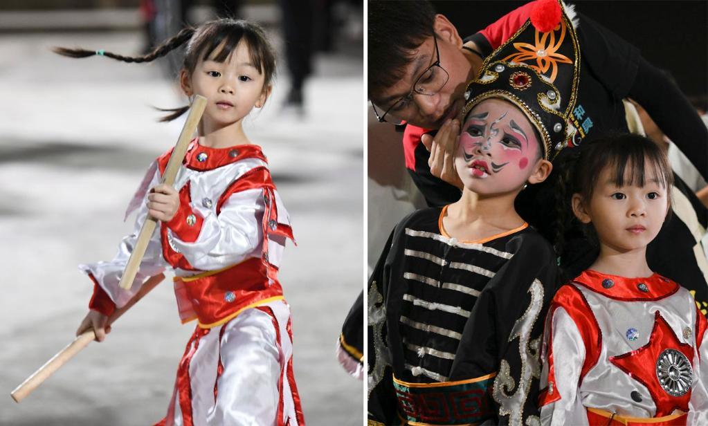 庄恩琪在排练英歌舞