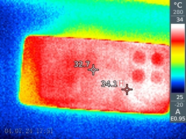 《王者荣耀》测试后后面最高温度为34.1℃