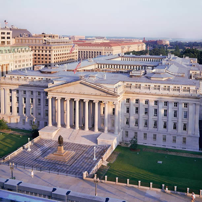 美国财政部大楼，资料图，图源：美国财政部网站