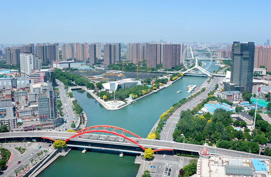 三岔河口是南北运河与子牙河、海河连通的蹙迫区域，亦然天津中心城区蹙迫的河谈景不雅。天津市红桥区委宣传部供图