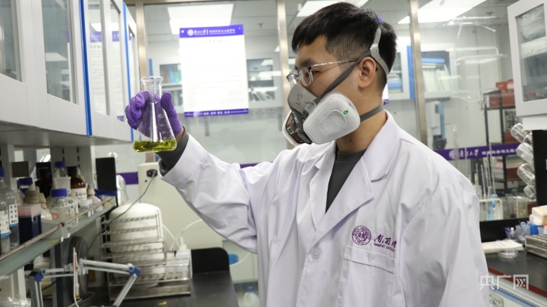 龙宇涵正在进行科研工作（央广网记者 周思杨 摄）