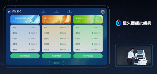 帮老师减负!科大讯飞发布星火智能批阅机:自动批改试卷 模拟真人笔迹