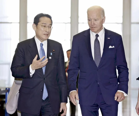 日本首相岸田文雄与美国总统拜登 资料图片