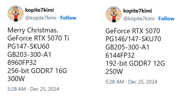 NVIDIA RTX 5070/Ti完好意思规格曝光！RTX 5070保管12GB显存