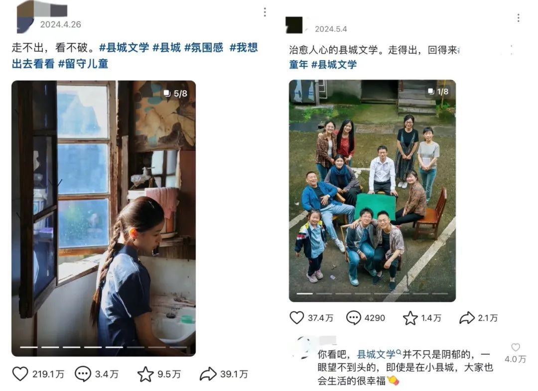 网络上关于县城文学的讨论 图源:社交平台截图