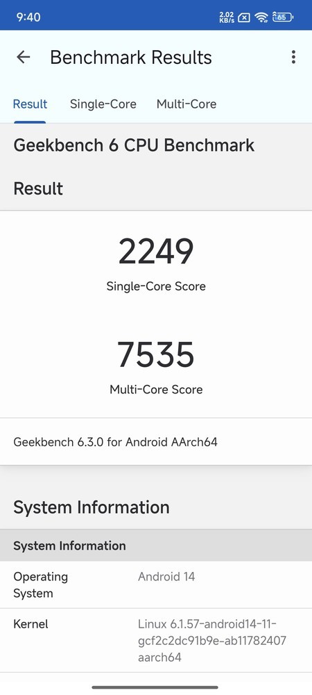 GeekBench跑分末端