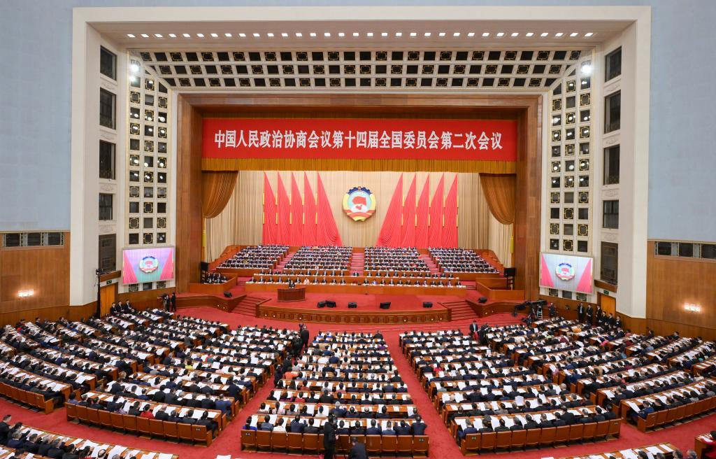 3月4日，中国人民政治协商会议第十四届全国委员会第二次会议在北京人民大会堂开幕。 新华社记者 李贺 摄