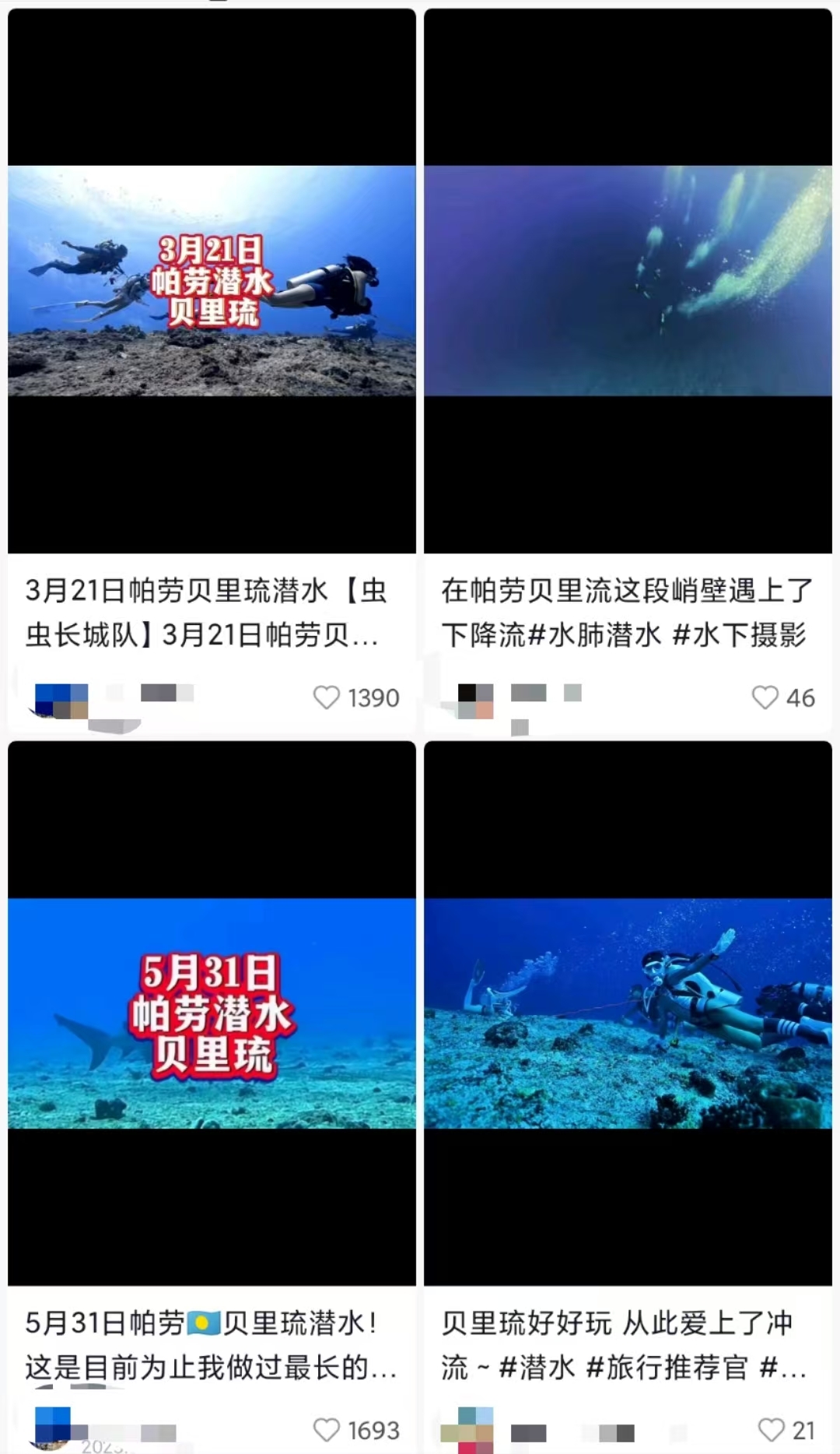 中国游客发布的在贝里琉潜水的视频。网络图
