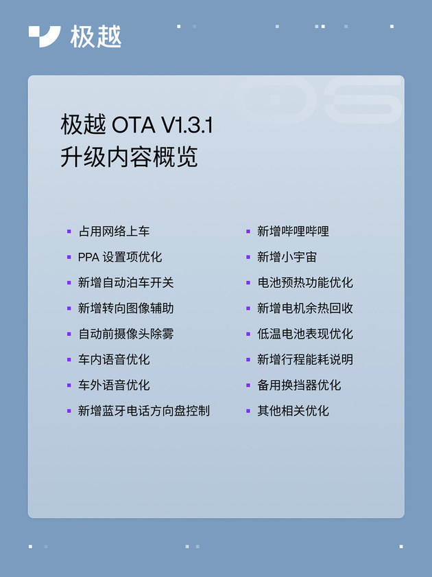 极越OTA推送V1.3.1版本 OCC占用网络“上车”