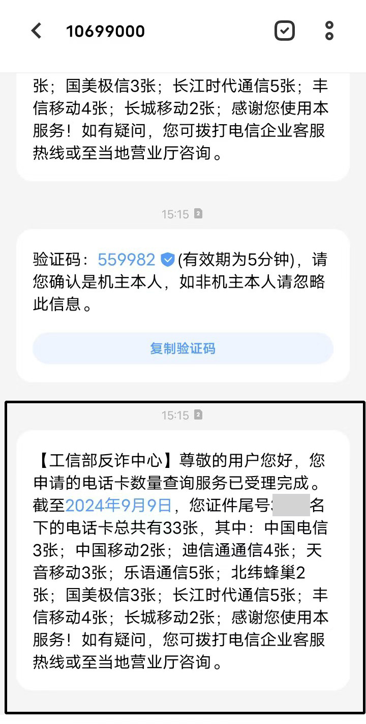 △查询结果显示,李女士名下有28张虚拟运营商手机卡。
