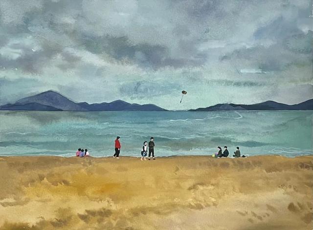 ▲ 范彤雨,《海》,纸本水彩 , 23cm×31cm,2022