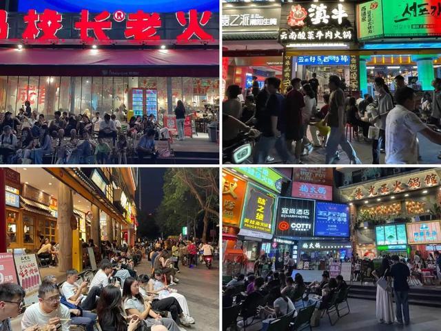 ◎周六晚间7点左右 火锅小广场几乎家家都排起了大长队 摄图:内参君