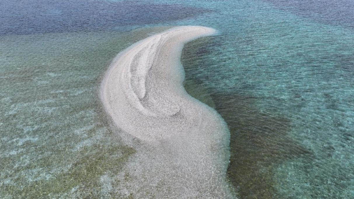 仙宾礁3号沙洲地貌情况现场照片（图片来源：自然资源部）