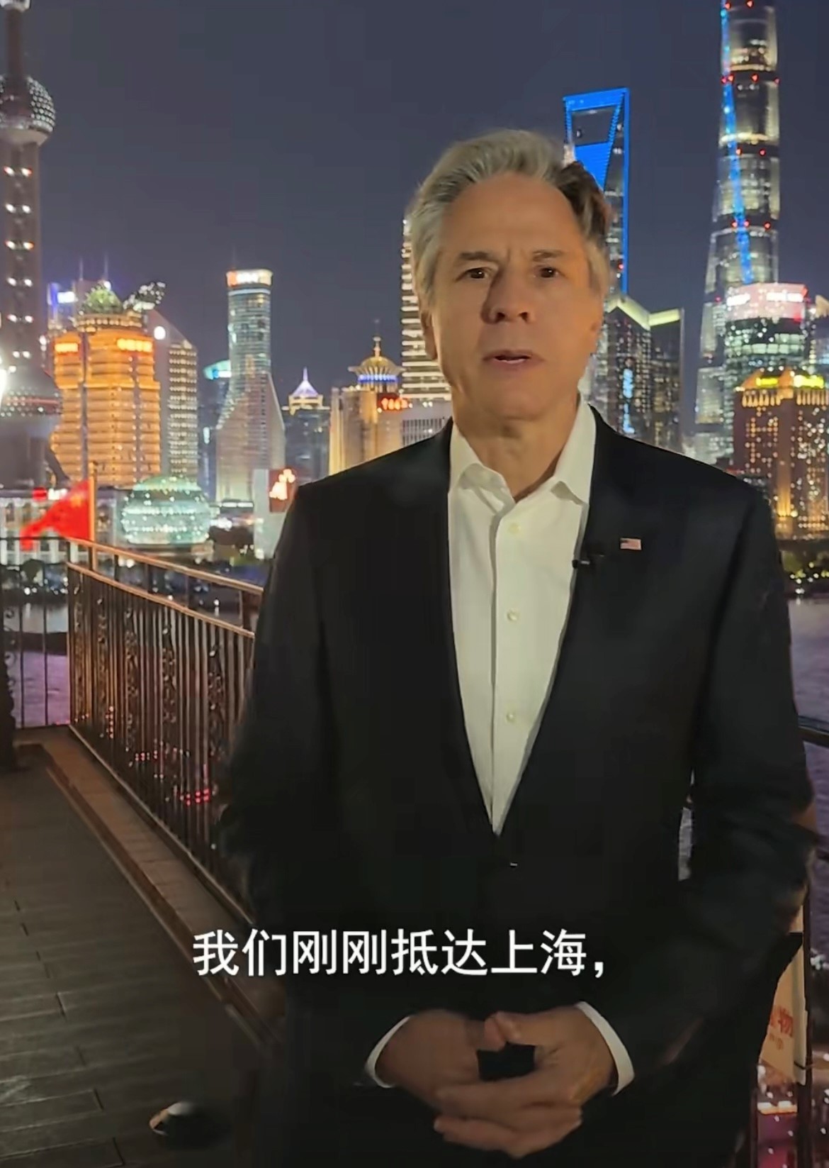 4月24日，布林肯邪在上国中滩视频画里 图源：孬生理国驻华年夜使馆微疑视频号
