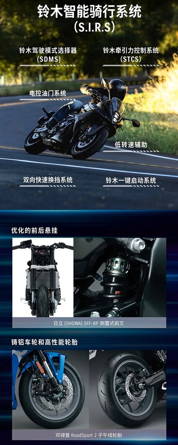 9.98万 铃木GSX-8R运动型摩托车上市:双缸四冲程