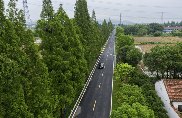 这是浙江省湖州市道场乡红里山村新改建的乡村公路（2024年6月21日摄，无人机照片）。新华社记者 徐昱 摄