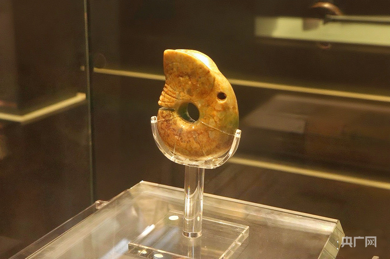 玉质玉猪龙展品(央广网发 实习记者苏睿楠 摄)