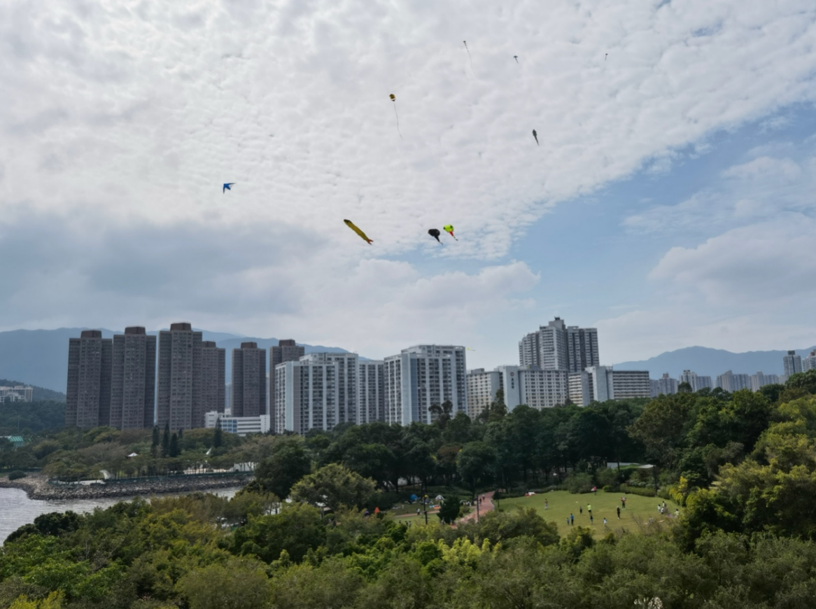 宏福苑在火灾前有三套房左右进行出售,叫价则由322万至580万港元。图为2021年在附近郊野公园拍摄的宏福苑及临近的广福邨外景。摄/焦建