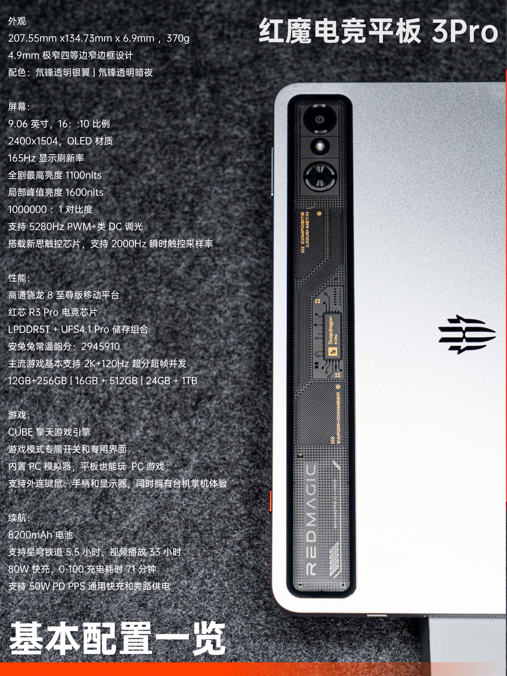 红魔电竞平板 3Pro:是性能小平板,更是全能游戏主机