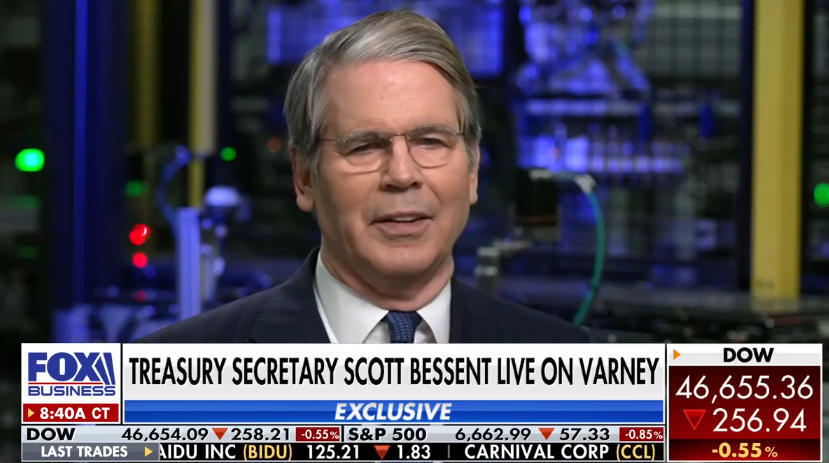 贝森特接受福克斯商业频道采访