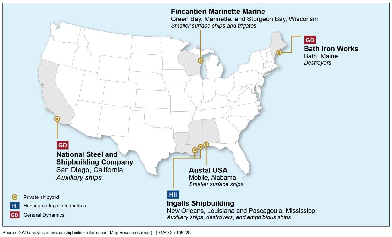 美国现有的非核动力海军造船设施