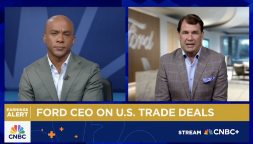 △福特公司CEO吉姆·法利近日接受CNBC采访，称关税政策将使福特遭受严重的成本冲击和利润损失。