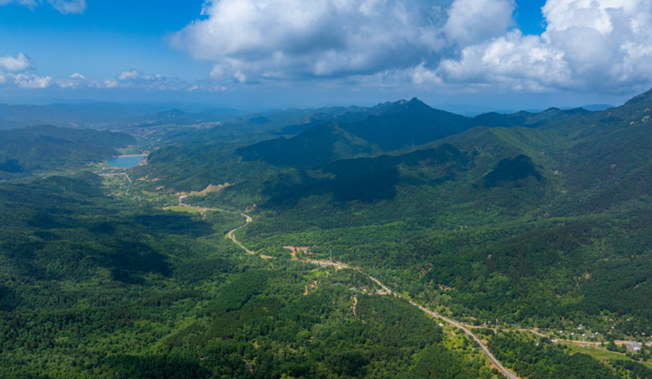 离石大东沟森林旅游度假区（无人机图片）。新华网 发