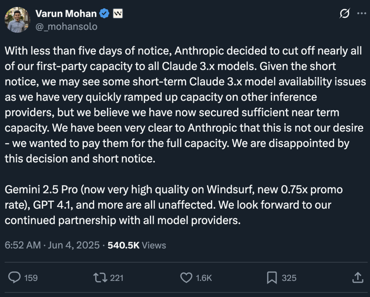 Anthropic“断供”Windsurf,硅谷也玩“二选一”