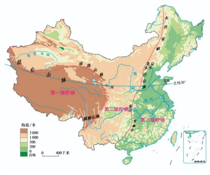 中国地势的三级台阶 图源:微游甘肃政务号